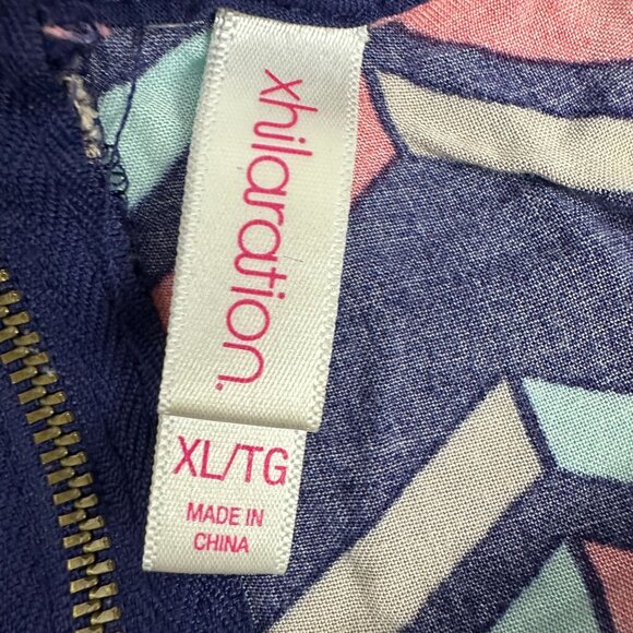 Xhilaration Chevron Tank Top Womens Size XL Blue Multicolor Rayon Back Zipper - Picture 4 of 5